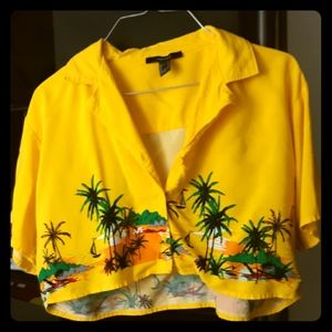 Yellow Hawaiian crop top